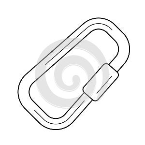 Climbing carabiner line icon.