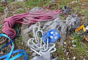 Climbing carabiners and ropes