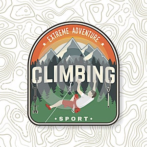 Climbing Club badge, logo Patch. Vector. Concept for shirt or logo, print, stamp or tee. Vintage typography design with