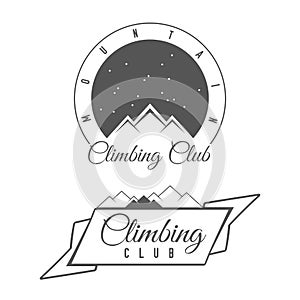 Climbing Club - Mountain Adventure - Alpine Trip Vector Emblem - Icon - Print - Badge