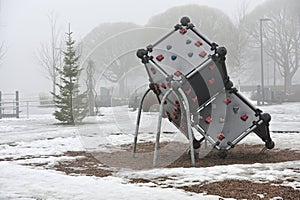 climbing cube on the playground in the park