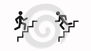 Climbing and down stairs icon. Vector Isolated Black and White