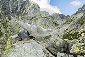 Climbing equipment against Tatra ridge