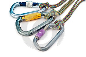 Climbing equipment - carabiners and ropes