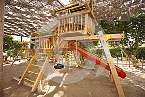 Climbing frame in a childrens play area