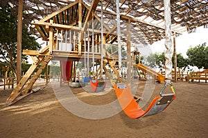 Climbing frame in a childrens play area