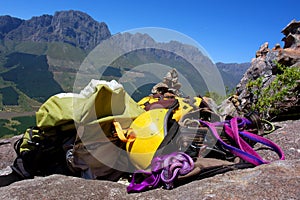 Climbing gear on rocks