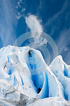 Climbing a glacier in patagonia.