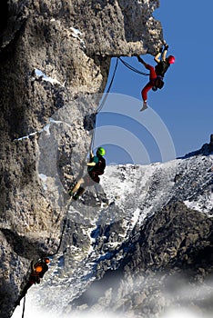 Climbing a high mountain