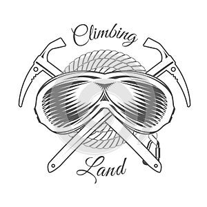 Climbing Land Trip - Mountain Adventure - Alpine Club Vector Emblem - Icon - Print - Badge