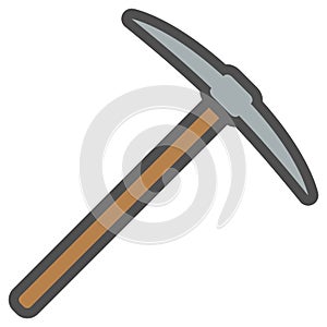 Climbing pick linear icon with colored fill.Vector illustration.
