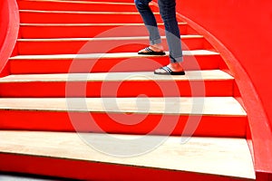 Climbing a Red Staircase Skyward