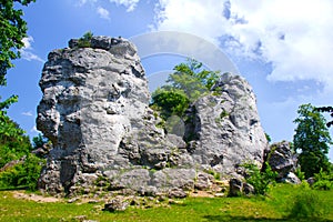 Climbing rocks at Gora Zborow, Podlesice, Poland