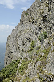 Climbing on the Rooster`s Crest in Maramures, Romania