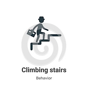 Climbing stairs vector icon on white background. Flat vector climbing stairs icon symbol sign from modern behavior collection for