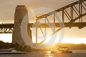 Climbing the Sydney Harbour Bridge at sunset