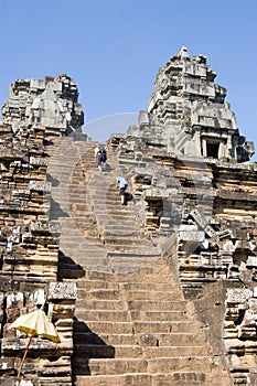 Climbing Ta Keo Temple, Cambodia
