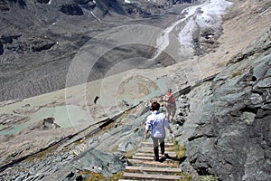 Climbing to the Pasterze glacier