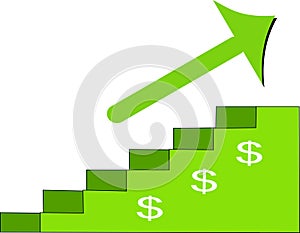 Climbing to success arrow with steps going up