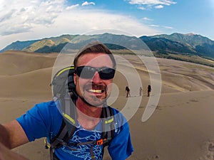 Climbing up the Great Sand Dunes Colorado