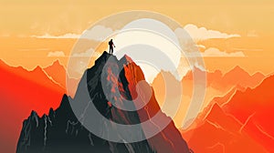 climbing up a mountaion for success illustration