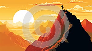 climbing up a mountaion for success illustration