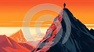 climbing up a mountaion for success illustration