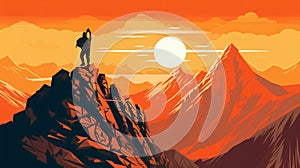 climbing up a mountaion for success illustration