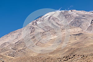 Climbing on volcano Damavand in Elbrus mountain range, Iran