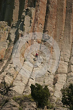 Climbing the wall from Devils Tower