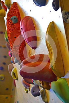 Climbing wall with screwed-in grips