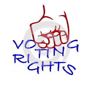 Clinched fist squashing voting rights words photo