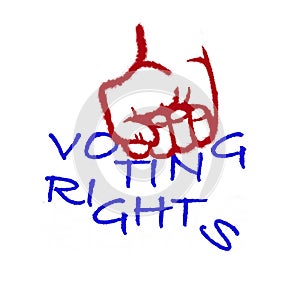 Clinched fist squashing voting rights words photo