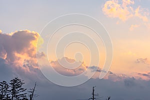 Scenic sunrise view from Clingmans dome Great Smoky Mountain Nation Park Tennessee USA