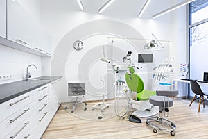 Clinic interior with dental unit