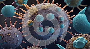 clinic virus under the microscope, virus wallpaper, covid virus under microscope, macro view of the virus, close-up of virus