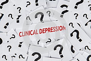 Clinical depression text with question marks