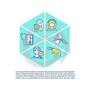 Clinical ear examination concept line icons with text