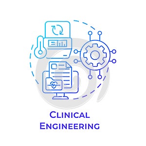 Clinical engineering blue gradient concept icon