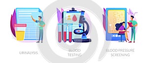 Clinical laboratory analysis icons cartoon set vector concept me