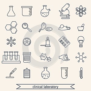 Clinical laboratory icons set