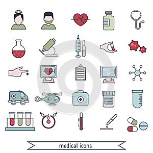 Clinical laboratory icons set