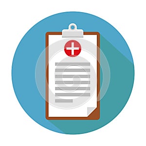Clinical record, prescription, medical checkup report, health insurance concepts.Clipboard with checklist and medical cross.vector