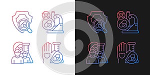 Clinical research facility gradient icons set for dark and light mode