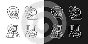 Clinical research facility linear icons set for dark and light mode
