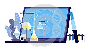 Clinical research. Pharmaceutical tests illustration. Science and medicine vector illustration