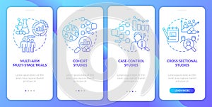 Clinical studies types blue gradient onboarding mobile app screen