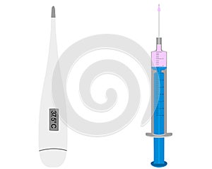 Clinical thermometer and injection