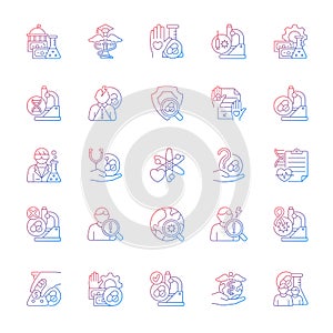 Clinical trials gradient linear vector icons set