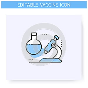 Clinical trials line icon. Editable illustration